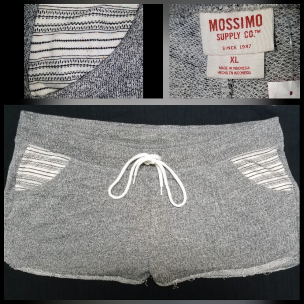 Mossimo Heather grey shorty shorts, striped pocket